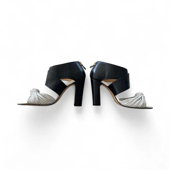 US 7.5 ❤️Made ITALY Bionda Castana‎ Blue White Leather Crossover Booties